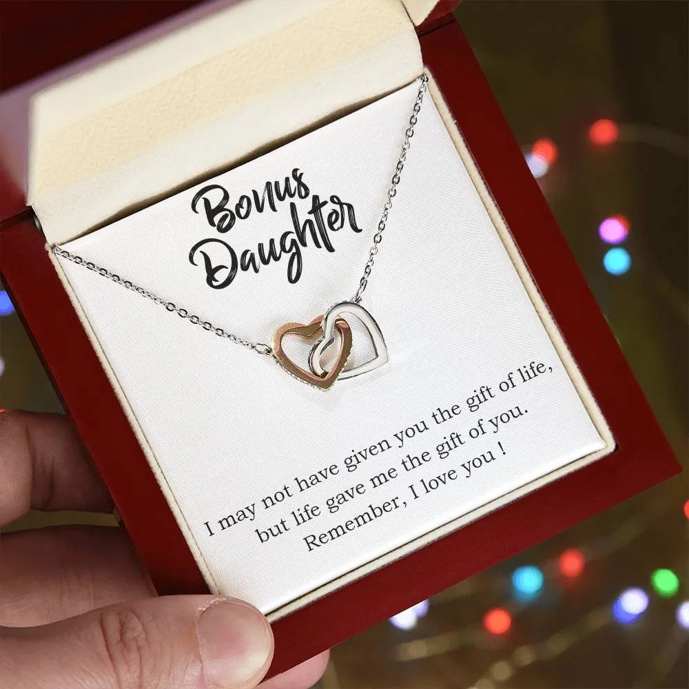 To My Bonus Daughter Necklace from Mom/Dad, Life Gave Me The Gift of You