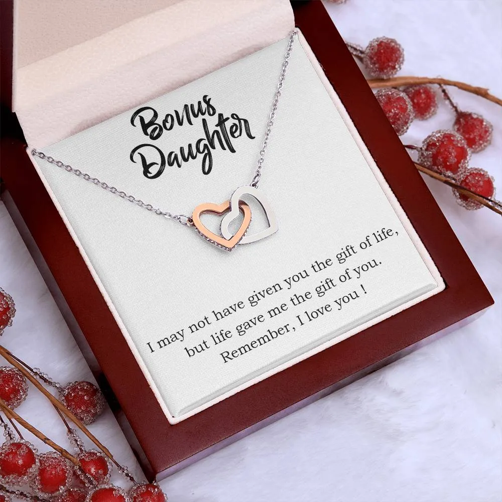 To My Bonus Daughter Necklace from Mom/Dad, Life Gave Me The Gift of You