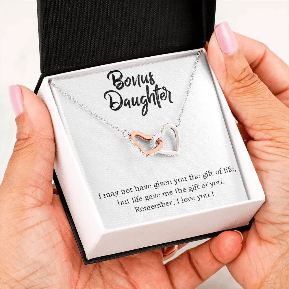 To My Bonus Daughter Necklace from Mom/Dad, Life Gave Me The Gift of You