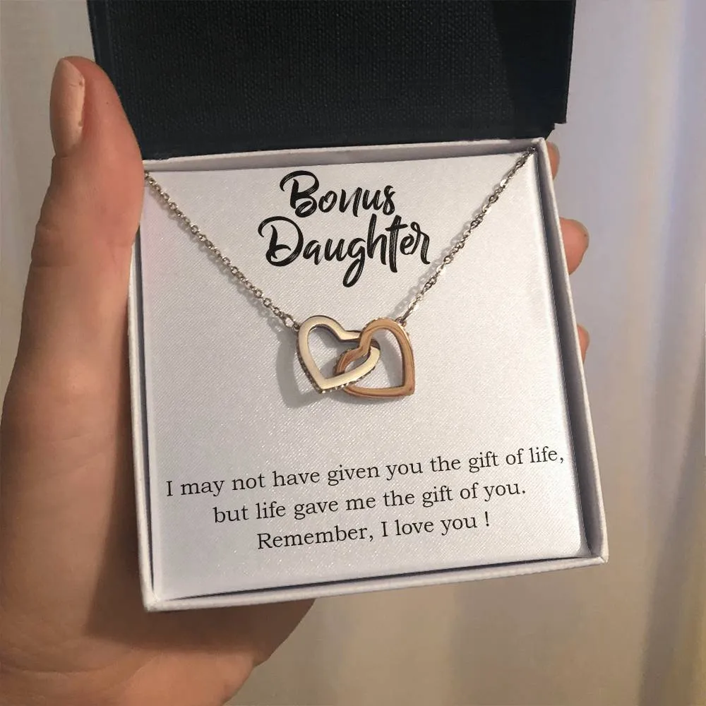 To My Bonus Daughter Necklace from Mom/Dad, Life Gave Me The Gift of You