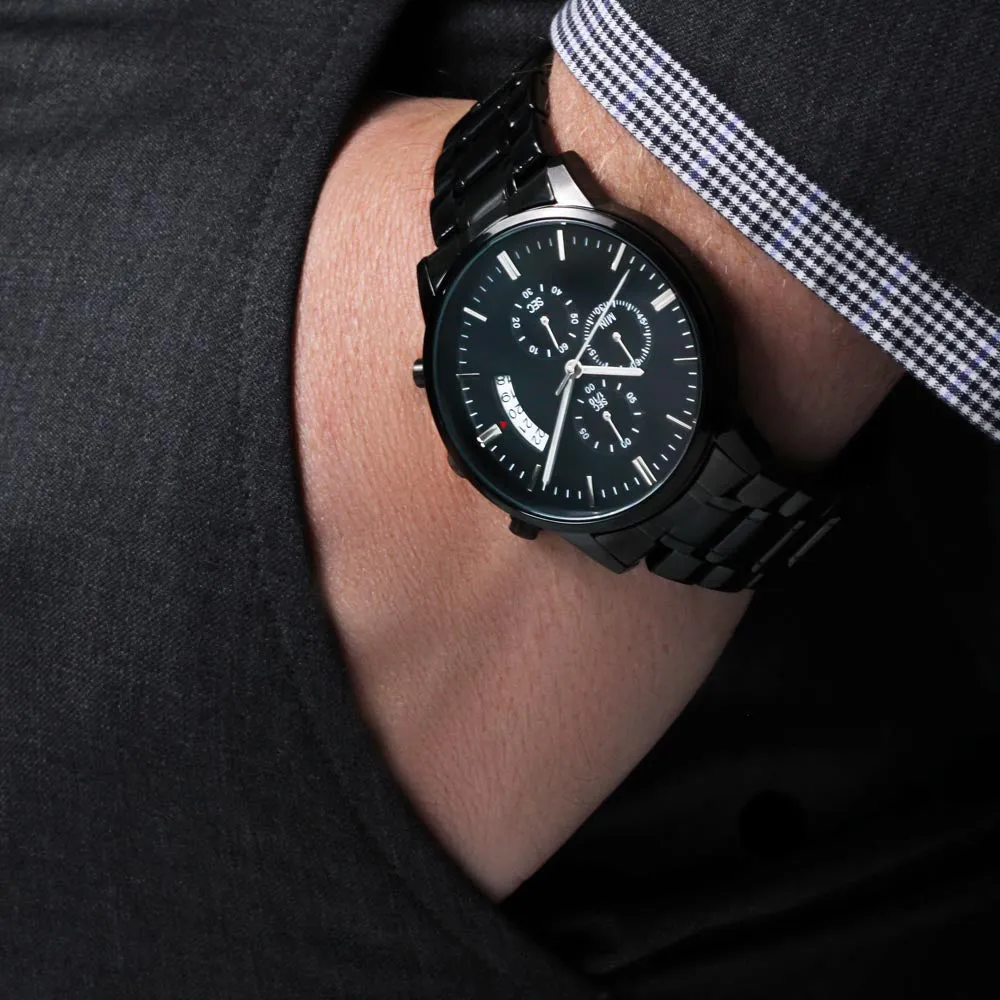 To My Boyfriend, You Complete Me Black Chronograph Watch For Men