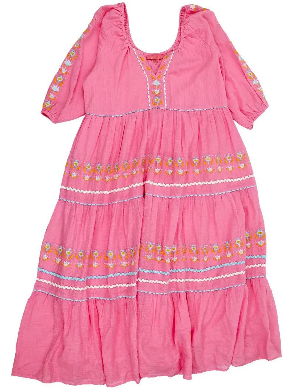 Trina Embroidered Maxi Dress in Pink