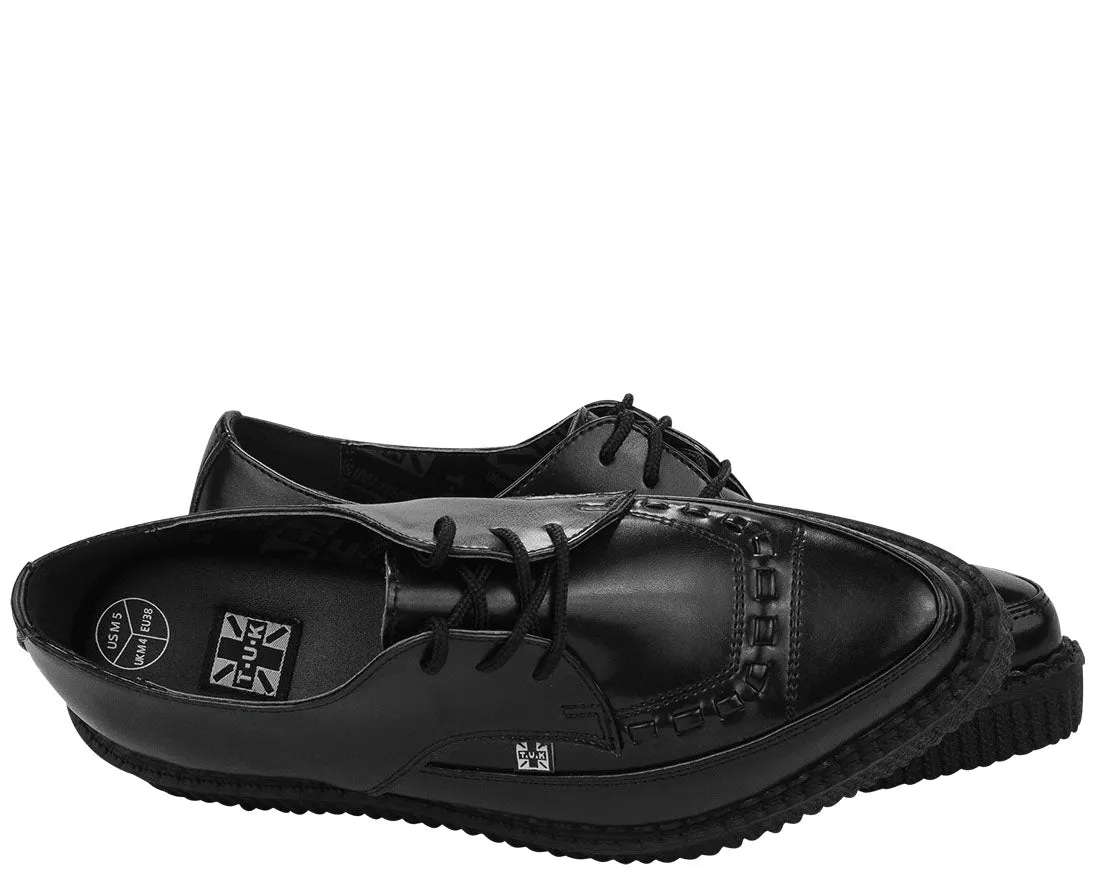 T.U.K MOST BASIC BLACK LEATHER TIE POINT CREEPER