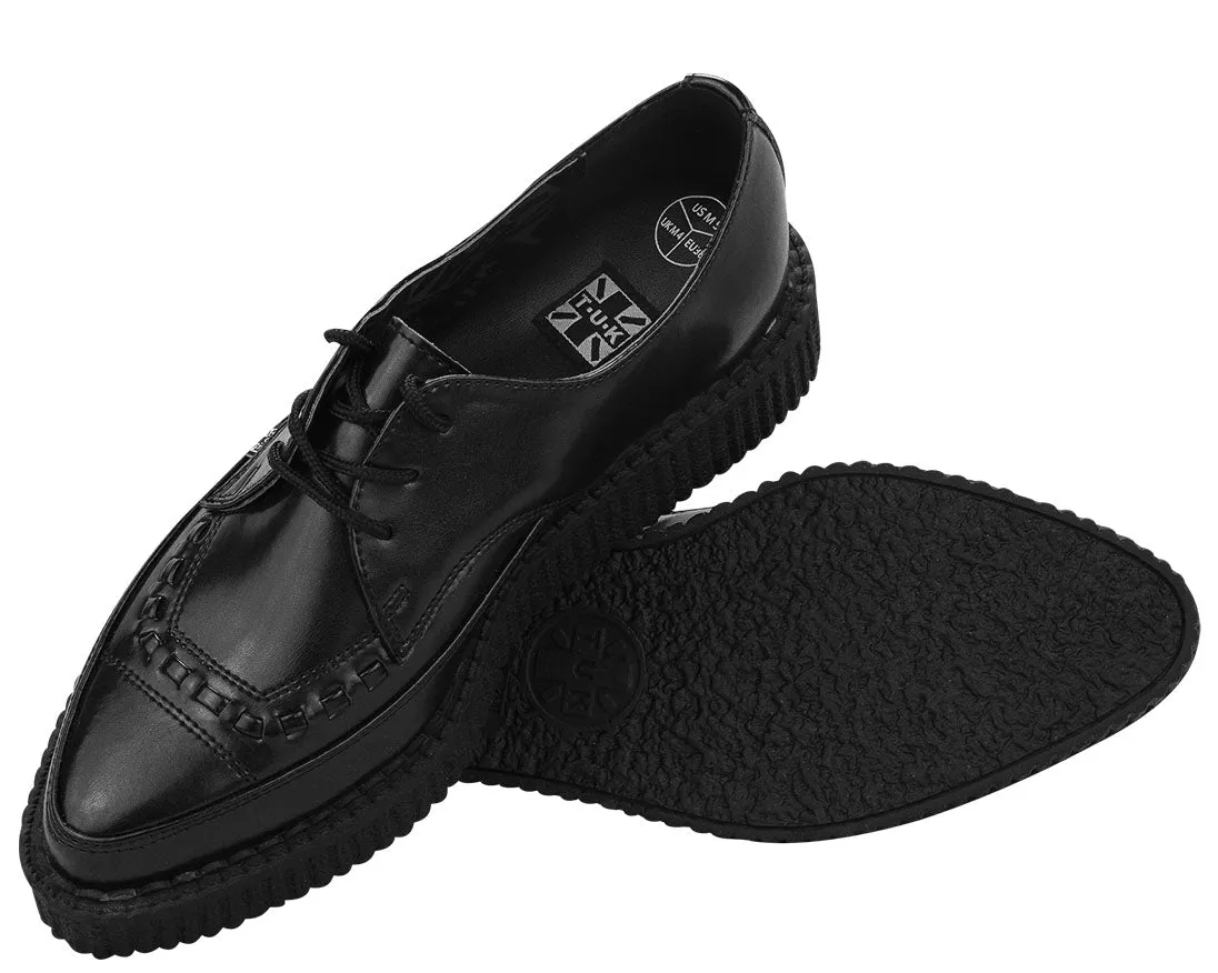 T.U.K MOST BASIC BLACK LEATHER TIE POINT CREEPER