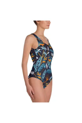 Turmeric-chested Birds One-Piece Swimsuit