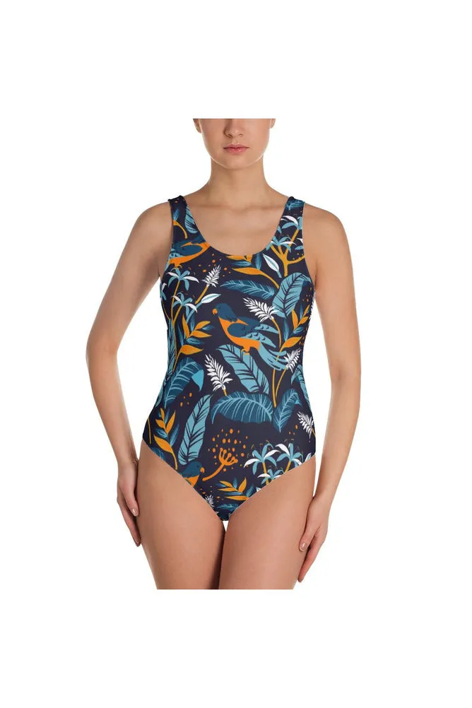 Turmeric-chested Birds One-Piece Swimsuit