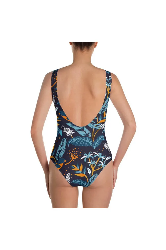 Turmeric-chested Birds One-Piece Swimsuit