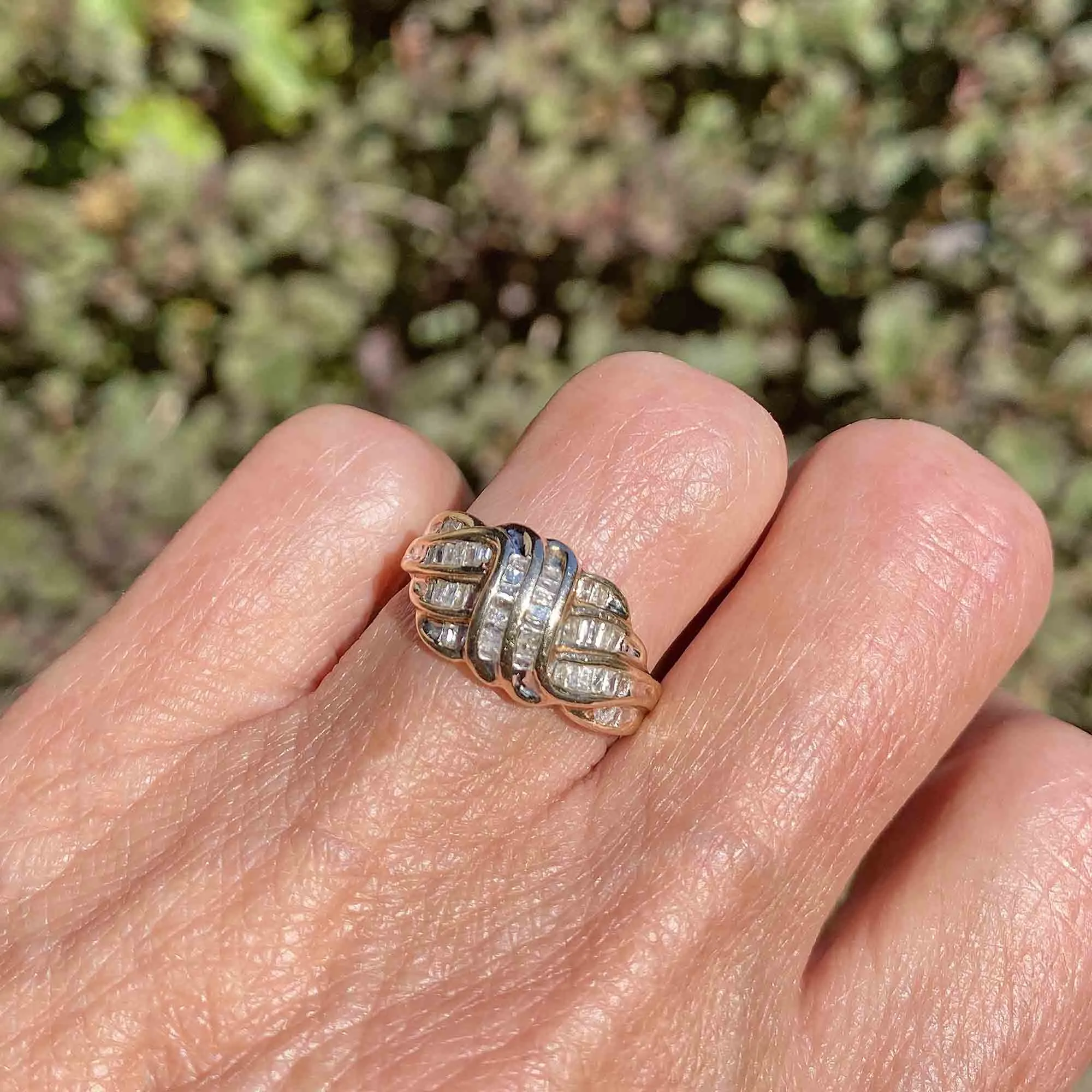 Vintage Baguette Diamond Love Knot Cocktail Ring