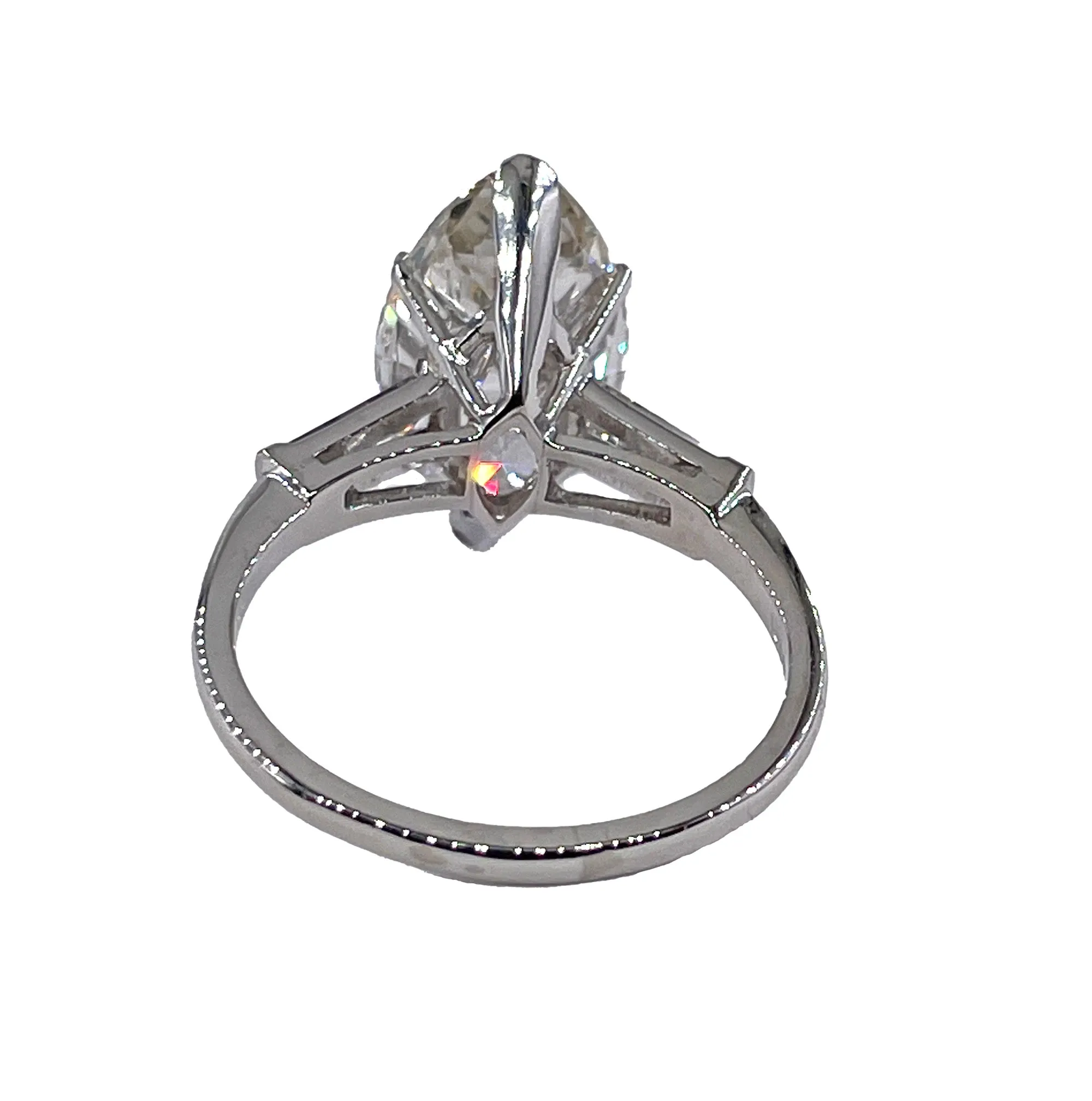 Vintage GIA 5.95ctw Marquise Diamond Engagement Platinum Ring with Gold Diamond Jacket