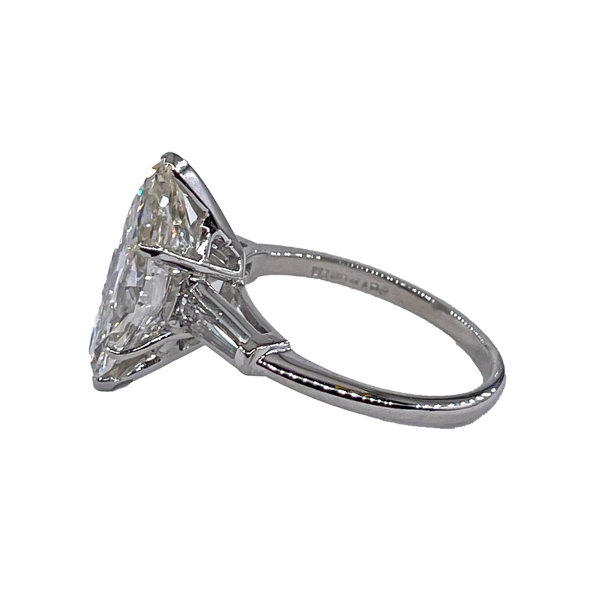 Vintage GIA 5.95ctw Marquise Diamond Engagement Platinum Ring with Gold Diamond Jacket