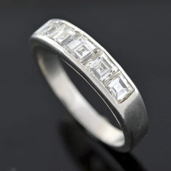 Vintage Platinum Square Cut Diamond Half Band 1.25ctw