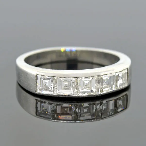 Vintage Platinum Square Cut Diamond Half Band 1.25ctw