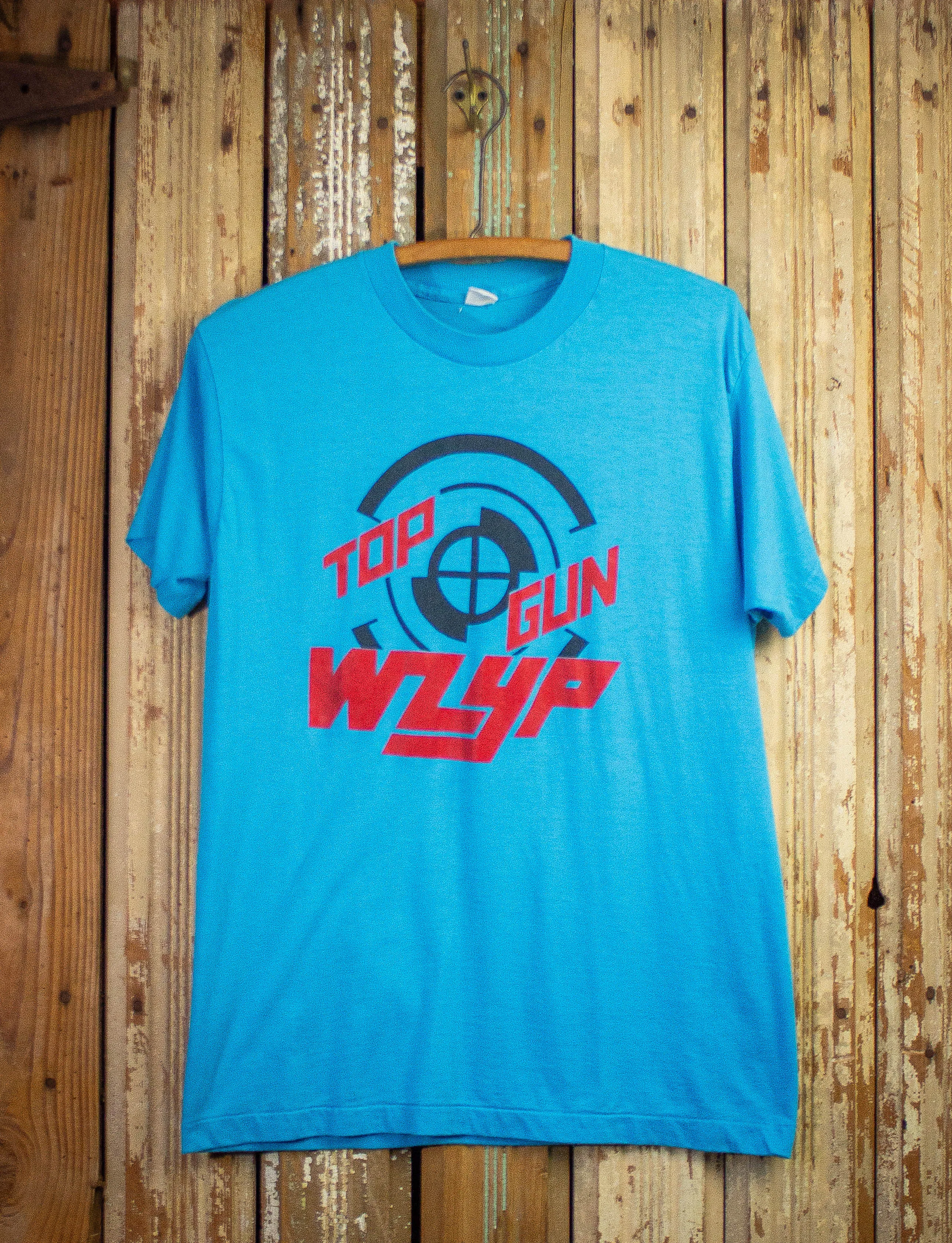 Vintage Top Gun WZYP Graphic T Shirt 80s Blue Medium