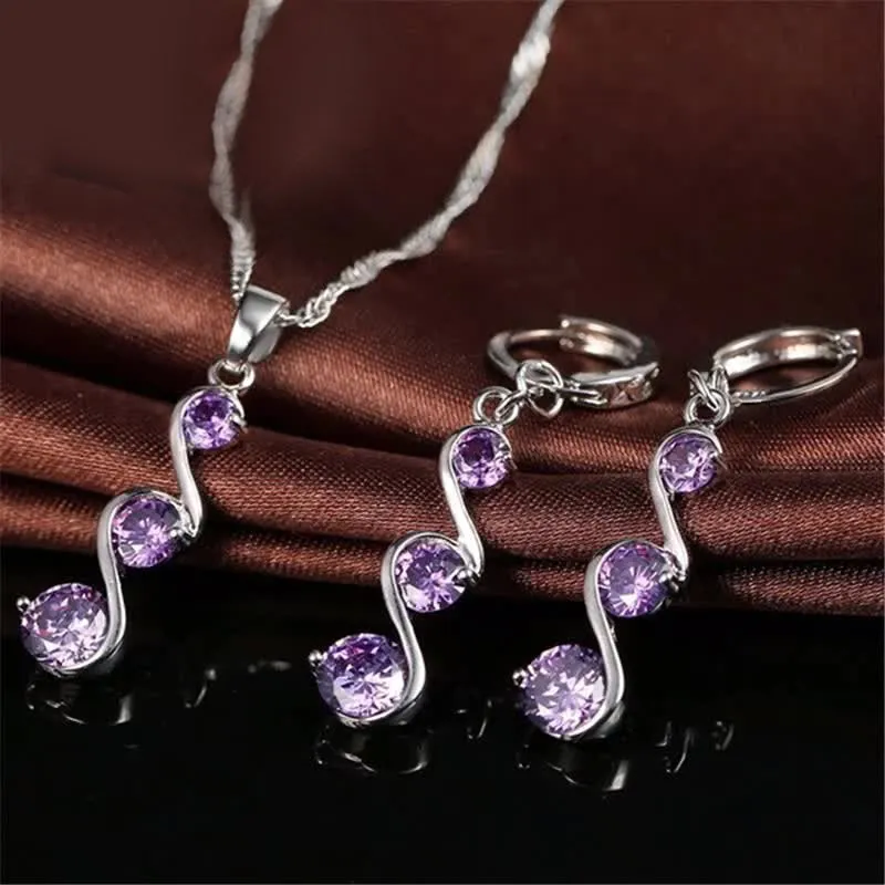 Wedding Engagement Jewelry Set (Artificial Silver Plated)