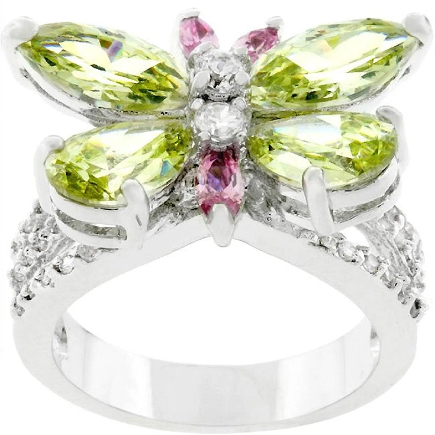 WildKlass Rhodium Plated Butterfly Cocktail Ring