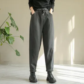 Women Autumn Winter Solid Patchwork Loose Pants