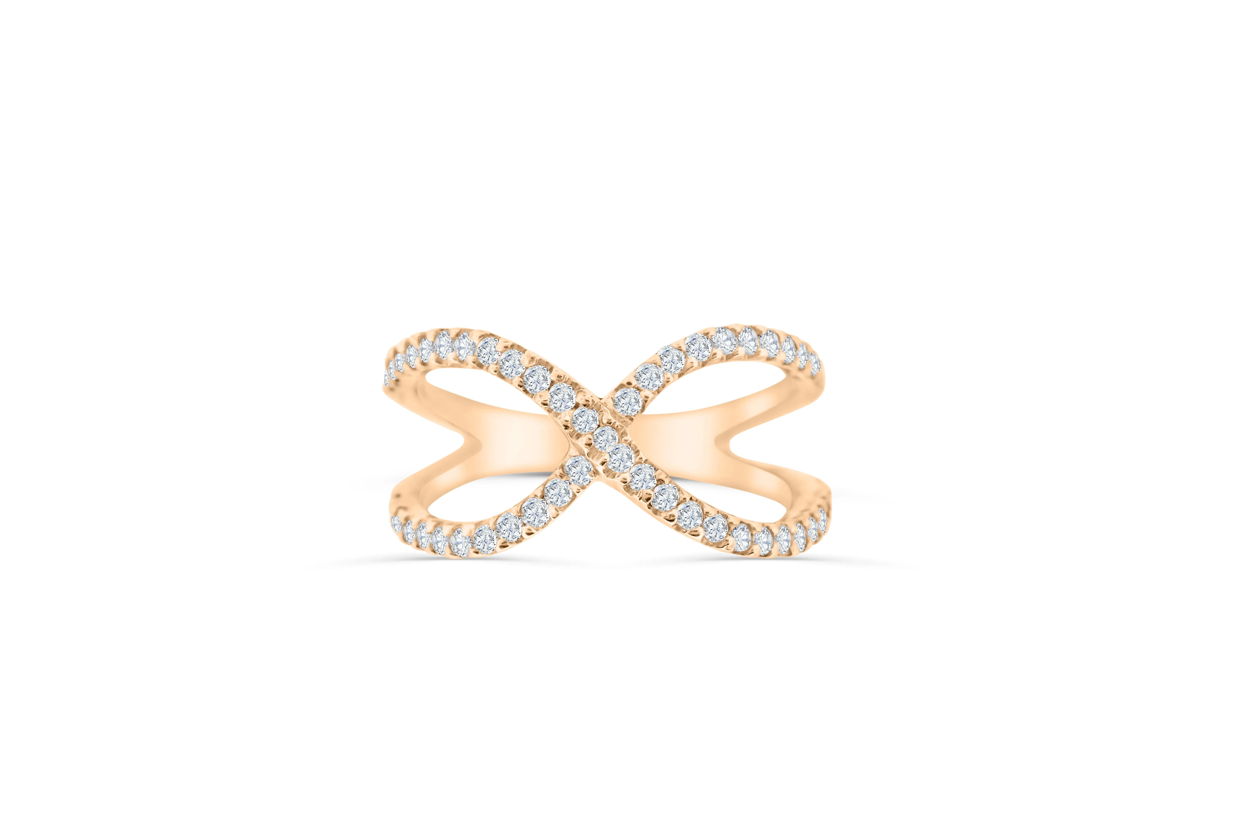 X Cross Diamond Anniversary Ring 0.51 ct tw Round-cut 14K Rose Gold BAN023