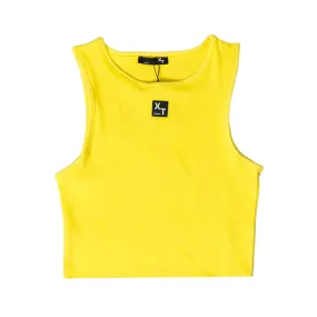 XT Studio women's ribbed cotton tank top. Acid yellow colour