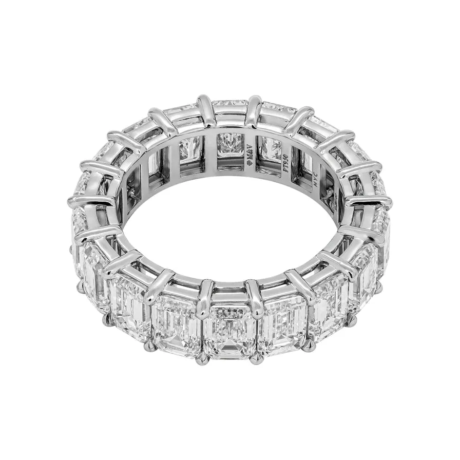 ZHURI 9 Carat Emerald cut Diamond Eternity Band in Platinum 50 pointer GIA Certified By Mike Nekta SIZE 6.5