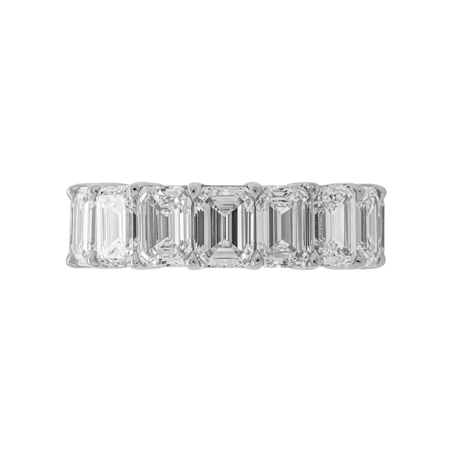 ZHURI 9 Carat Emerald cut Diamond Eternity Band in Platinum 50 pointer GIA Certified By Mike Nekta SIZE 6.5